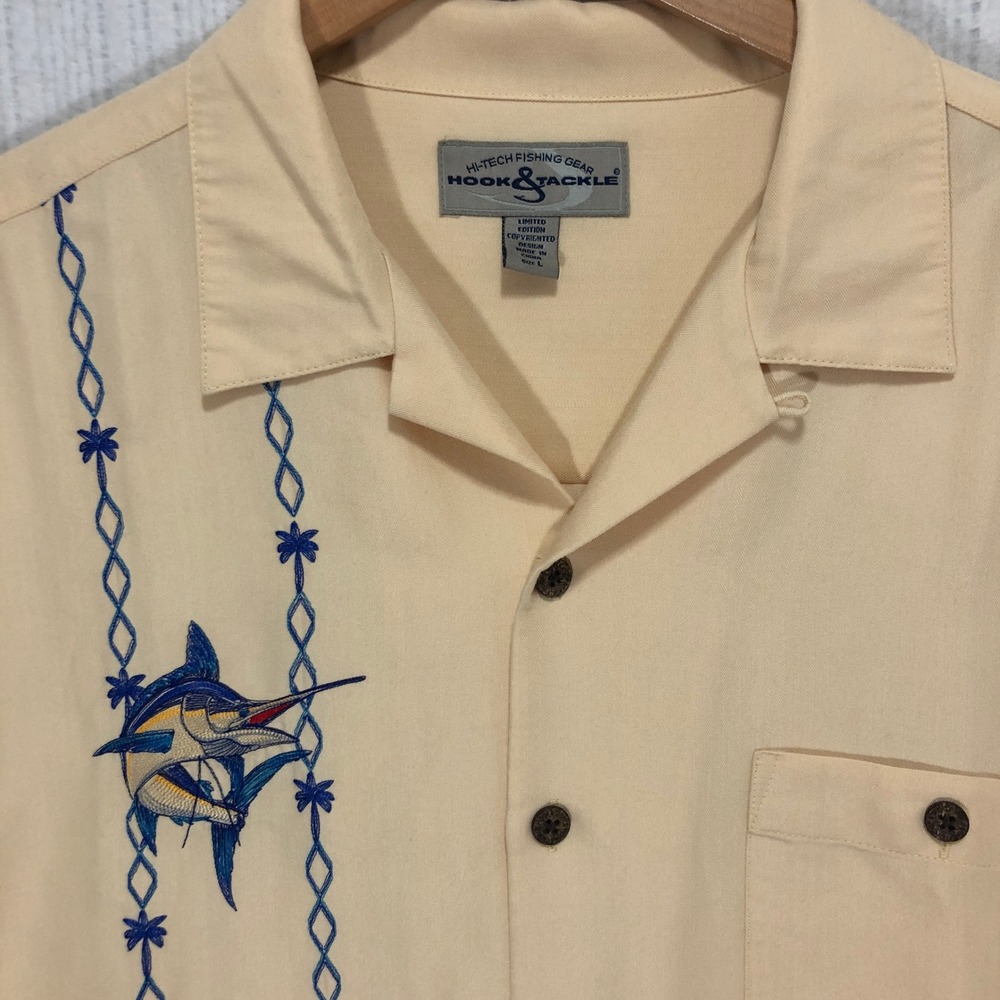 Hook & Tackle Fishing Shirt Mens‎ Embroidered Marlin Short Sleeve
